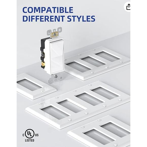 4 Way Switch Decorative Light Switch ONLY-(8 Pack, Glossy White) - Picture 3 of 4